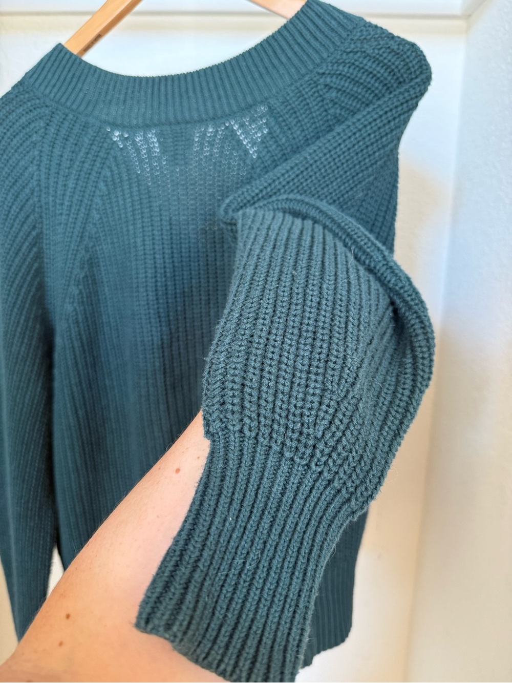a new day Dark Green Teal V Neck Sweater Women’s Size Small - Picture 4 of 9